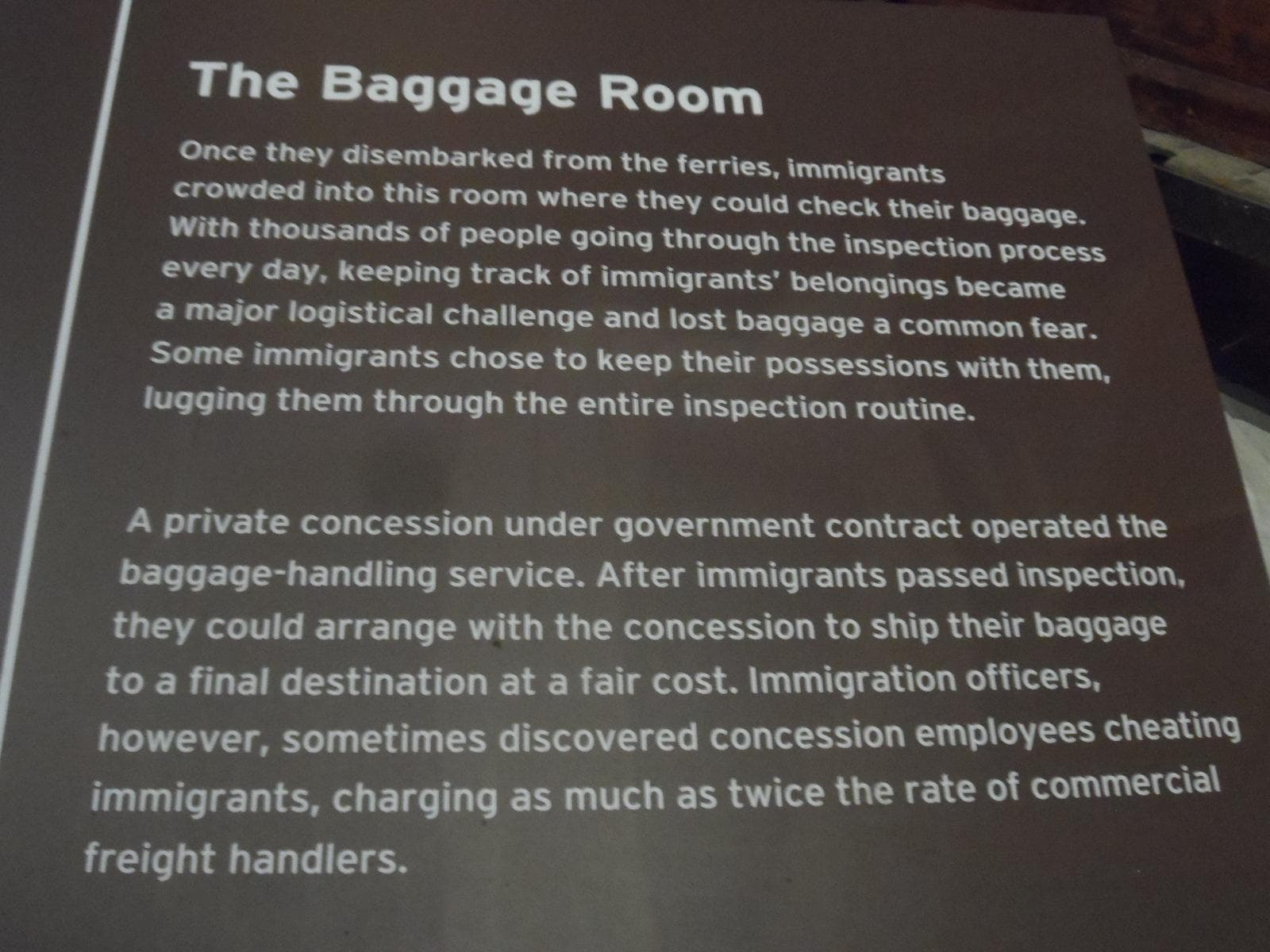 A description of the Baggage Room; photo credit: Katherine Michel
