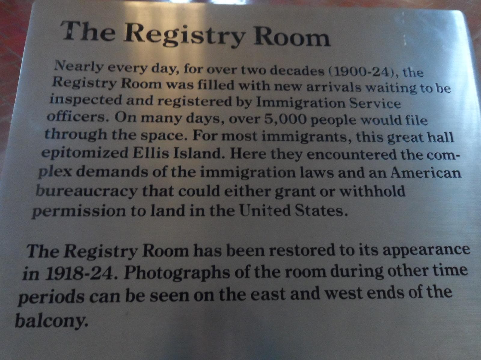 A description of the Registration Room; photo credit: Katherine Michel