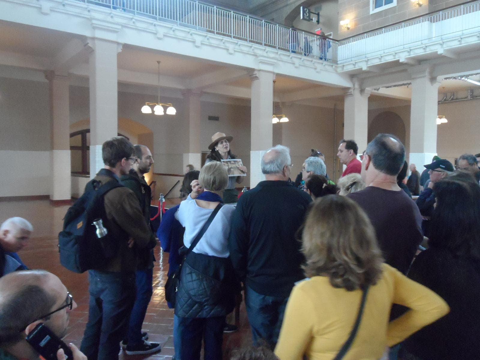 Ranger Jenn taking us through a mock conversation between an official and a prospective immigrant; photo credit: Katherine Michel