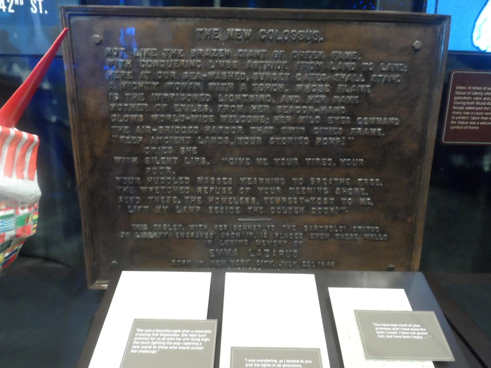A replica of The New Colossus plaque; photo credit: Katherine Michel